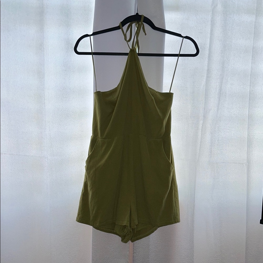 Green Halter Neck Romper
